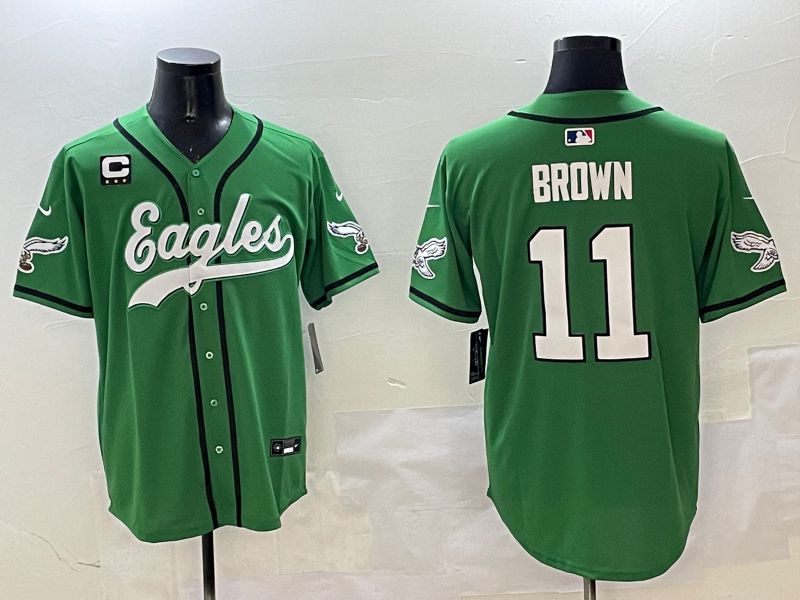 Men Philadelphia Eagles 11 Brown Green three generations Jointly Name 2025 Nike Limited NFL Jersey style 10